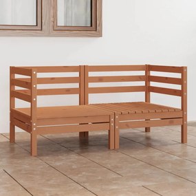 vidaXL Sofá de 2 lugares para jardim pinho maciço castanho mel