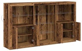 Aparador com Luzes LED Madeira Velha 181,5 x 37 x 100 cm Madeira de En