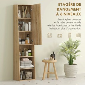 Móvel de casa de banho em forma de coluna trapezoidal com porta espelhada, prateleira com 6 níveis, 40 x 30 x 165 cm