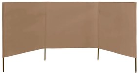 Para-vento com 3 painéis em tecido 400x80 cm cinza-acastanhado