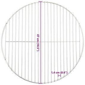 Grelha para churrasco redonda Ø47 cm aço inoxidável 304