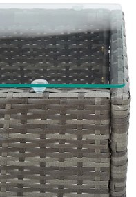 Mesa de centro 60x40x36 cm vime PE cinzento