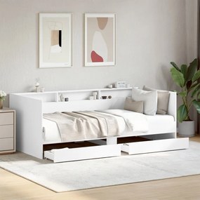 vidaXL Sofá-cama com gavetas sem colchão 90x200 cm branco