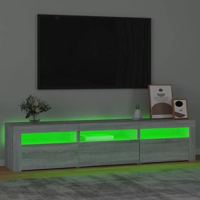 Móvel de TV com luzes LED 180x35x40 cm preto