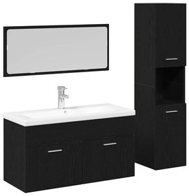 vidaXL Conjunto de Móveis para Banheiro com porta 4 pcs Carvalho Preto