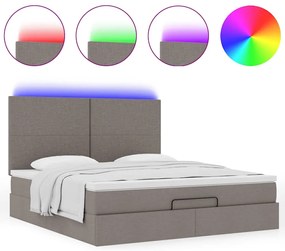 Estrutura de cama otomana com colchão tecido cinzento 160x200cm