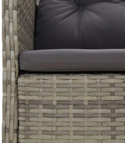 5 pcs conjunto lounge de jardim c/ almofadões vime PE cinzento