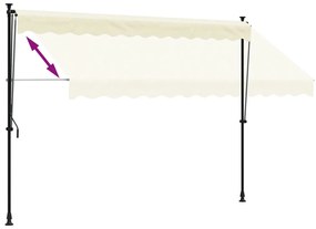 Toldo retrátil 300x150 cm tecido e aço cor creme