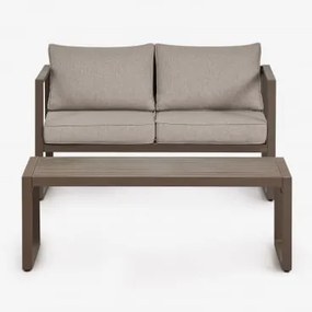 Conjunto De Jardim Com Sofá De 2 Lugares E Mesa De Centro Em Alumínio 110x55cm Lipov Castanho Chocolate - Sklum