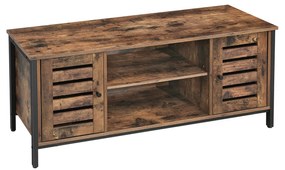 Aparador de TV com portas ripadas e prateleiras ajustáveis | VASAGLE | 110 x 40 x 50 cm | antigo|preto | LTV43BX.