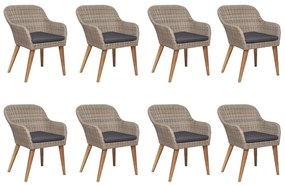 9 pcs conjunto de jantar para jardim vime PE castanho