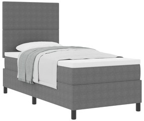 Cama Box Spring com Colchão Cinza Claro em Tecido de Corduroy para Sol