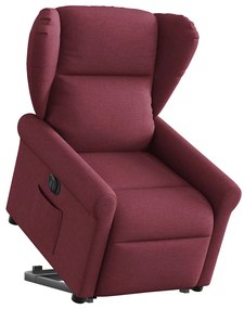 Poltrona reclinável elevatória elétrica tecido vermelho-tinto