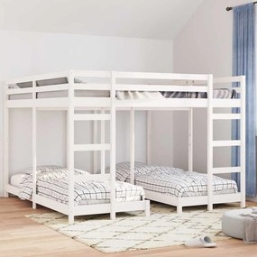 vidaXL Estrutura de Cama Beliche Tripla Branco 200 x 200 cm