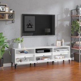 Móvel p/ TV 150x30x44,5 cm derivados madeira branco brilhante