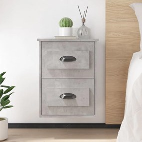 Mesas de cabeceira parede 2 pcs 41,5x36x53 cm cinzento cimento