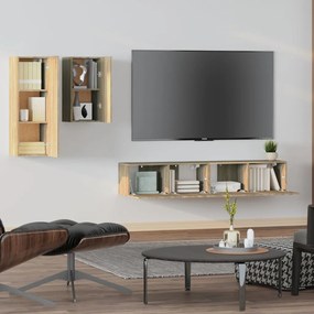 4pcs conjunto móveis de TV derivados de madeira carvalho sonoma