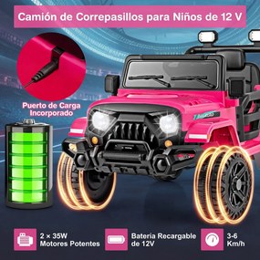 Carro Elétrico para Crianças 2 a 5 anos, 99 x 62 x 62 cm, Com Comando Parental, Rosa escuro