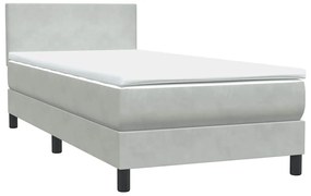 Cama com molas/colchão cinzento-claro 80x220 cm veludo