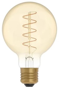 Lâmpada LED Dourada C05 Linha Carbono Filamento Curvo Espiral Globo G80 4W E27 Regulável 1800K