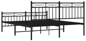 Estrutura de cama com cabeceira e pés 160x200 cm metal preto