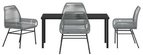 Conjunto de Jantar de Jardim 5 Peças com Almofadas Cinza