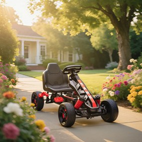 Kart a pedais para crianças, karting infantil para idades entre os 3 e os 6 anos com roda livre, travão e rodas antiderrapantes em EVA, vermelho