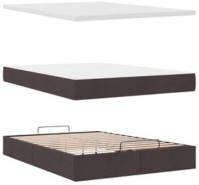 Cama otomana com colchão 140x190 cm tecido castanho escuro