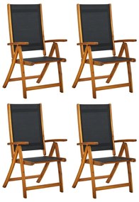 Cadeiras de jardim dobráveis 4 pcs acácia maciça e textilene