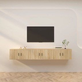 vidaXL Móveis de TV de parede 3 pcs 80x34,5x40 cm carvalho sonoma