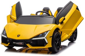 Carro elétrico para Crianças 2 Lugares Lamborghini Revuelto XL STRONG 24V, Rodas AR bombeado, Assento Couro ecológico Amarelo