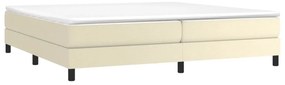Estrutura de cama 200x200 cm couro artificial cor creme