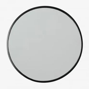 Espelho Redondo De Parede Em Ferro (ø45 Cm) Oliverton Preto - Sklum