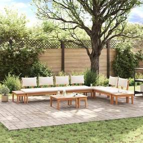 vidaXL Conjunto de Bancos de Jardim com cortinas 5 pcs Marrom e Creme
