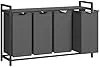 Cesto de roupa suja VASAGLE, cesto de roupa suja com 4 compartimentos, sacos de roupa sujos removíveis, separador de roupa suja, prateleira, estrutura de metal, 4 x 40 L, 116 x 33 x 72 cm, preto e cinza BLH401G01