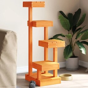 vidaXL Árvore para gatos 45,5x49x103 cm pinho maciço castanho-mel