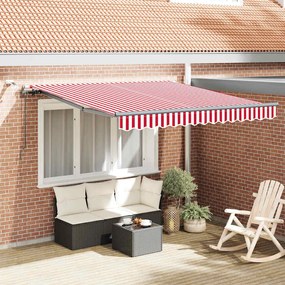vidaXL Toldo Retrátil Automático com Listras Vermelhas e Brancas 350x250 cm