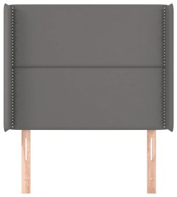 Cabeceira cama c/ abas couro artif. 103x16x118/128 cm cinzento