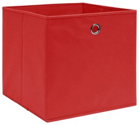 Caixas arrumação 4 pcs 28x28x28 cm tecido-não-tecido vermelho