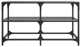 Mesa de centro com topo em vidro preto 78,5x40x45 cm aço
