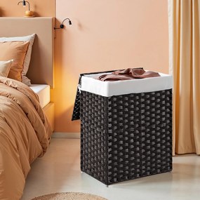 Cesto para roupa suja 90L em Polyrattan 46 x 33 x 60 cm Preto