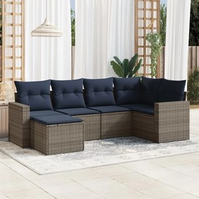 vidaXL 6 pcs conjunto sofás p/ jardim c/ almofadões vime PE cinzento