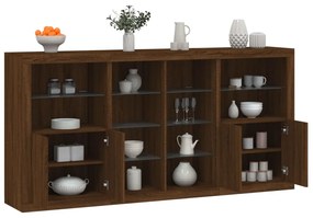 vidaXL Aparador com luzes LED 202x37x100 cm carvalho castanho