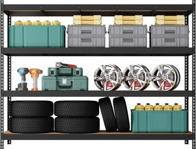 Estante de chão com 4 prateleiras, 60 x 200 x 183 cm, garagem, arrumos Preta