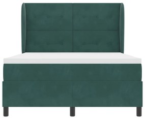 Cama com Estrado e Colchão Verde Escuro 140x190 cm em Veludo