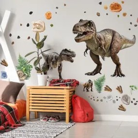 Dinosaury - nálepka dinosaurov triceratop a dinosaurus rex, pozri si svet dinosaurov