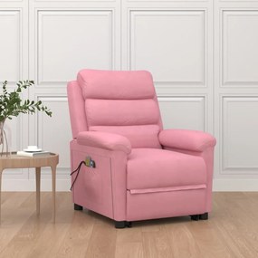 vidaXL Poltrona de massagens elevatória veludo rosa