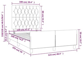 Estrutura de cama sem colchão 120x190 cm Veludo cinza escuro
