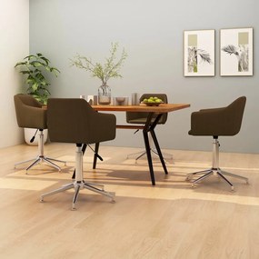 vidaXL Cadeiras de jantar giratórias 4 pcs tecido castanho-escuro