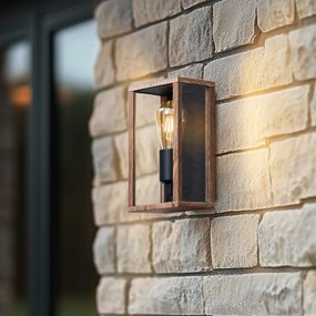 Candeeiro de parede industrial impressão de madeira 26 cm IP44 - Charlois